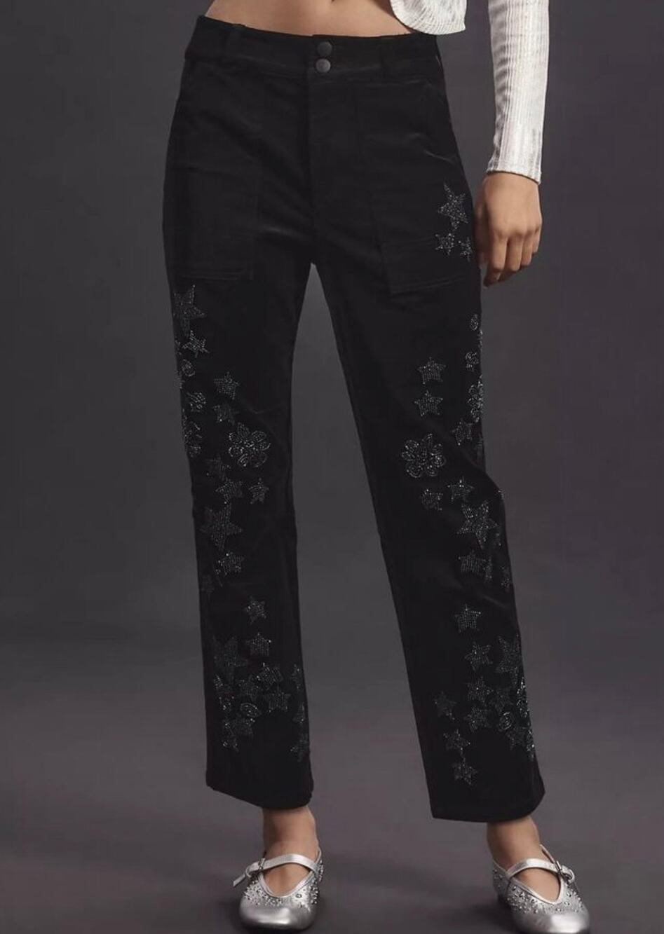 NWT Anthropologie Pilcro Wanderer Relaxed-Leg Decorated Edition Pants